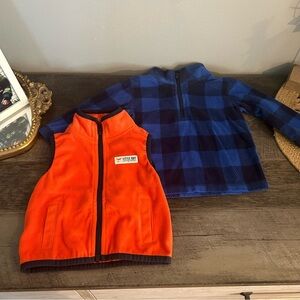 Carter's orange vest & blue plaid jacket bundle 3 mo